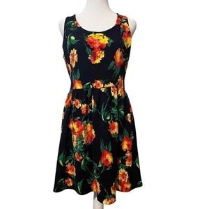 SOPRANO Sleeveless Lace Back Scoop‎ Neck Summer Dress L Floral Airy Party